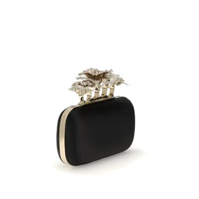 Alexander Mcqueen Women Carnation Knuckle Clutch In Black