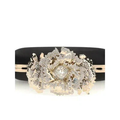 Alexander Mcqueen Women Carnation Knuckle Clutch In Black