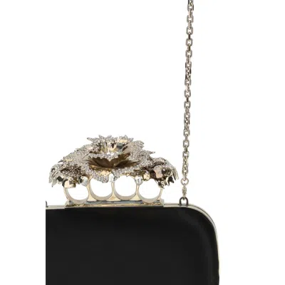 Alexander Mcqueen Women Carnation Knuckle Clutch In Black