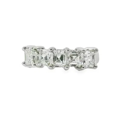 Martin Flyer Women's 1/2 Way Around Asscher Cut Band Ring In Platinum In Metallic