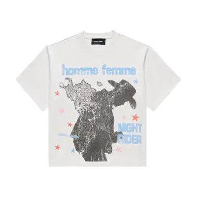 Homme + Femme Men's Night Rider Cropped Tee In White In White