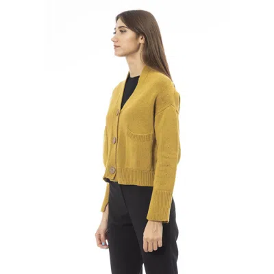 Alpha Studio Yellow Merino Wool Cardigan In Yellow
