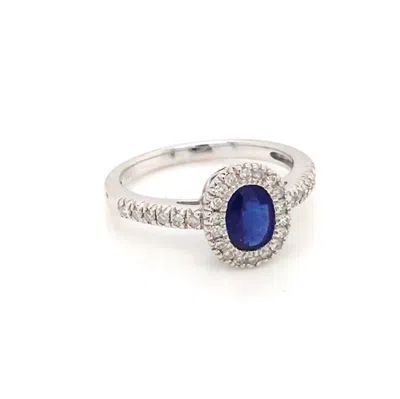Normani Women's Oval Sapphire & Diamond Halo Ring In White In Metallic