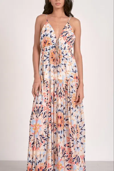 Elan Spaghetti Strap Tiered Maxi Dress In Kaleidoscope Multicolor In Multi