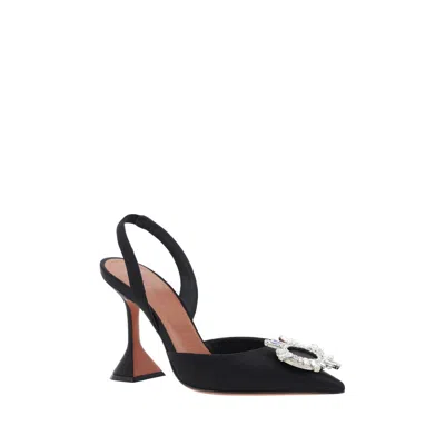 Amina Muaddi Black Satin Begum Pumps In Multi