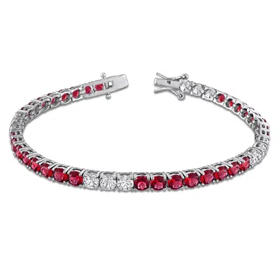 Mimi & Max 12 1/6 Ct Tgw Created White Sapphire Created Emerald Bracelet Yellow Silver In Metallic