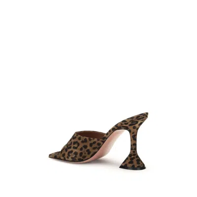 Amina Muaddi Brown Pumps With Distinctive Heel And Modern Silhouette In Animal Print