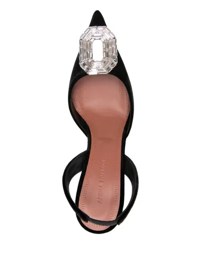 Amina Muaddi Scarpe Con Tacco Camelia In Velluto Nero  Donna In Black