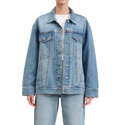 Daze Beau Boyfriend Oversized Jacket In Twinkle In Blue