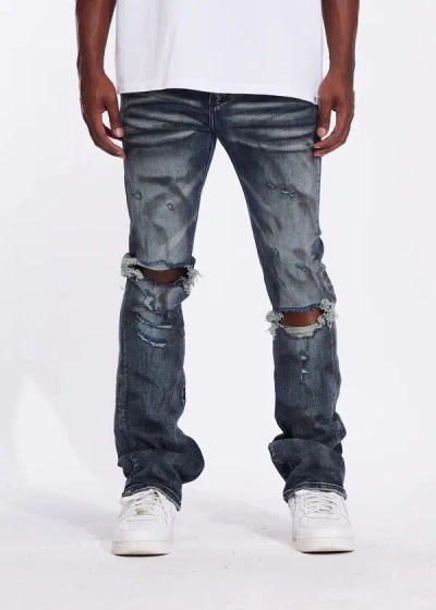 Crysp Denim Arch Flare Distressed Jeans (acid Indigo) In Multi