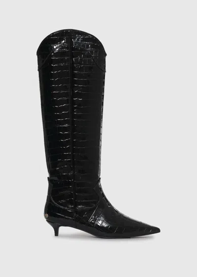 Anine Bing Tall Rae Boots In Black Embossed In Multi