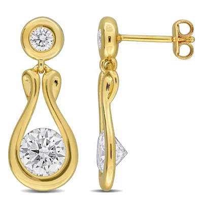 Mimi & Max 2 4/5ct Dew Created Moissanite Drop Earrings In Yellow Plated Sterling Silver In Gold
