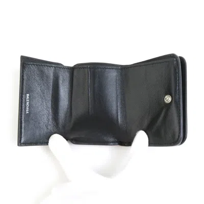 Pre-owned Balenciaga Black Leather Wallet (tri-fold) ()