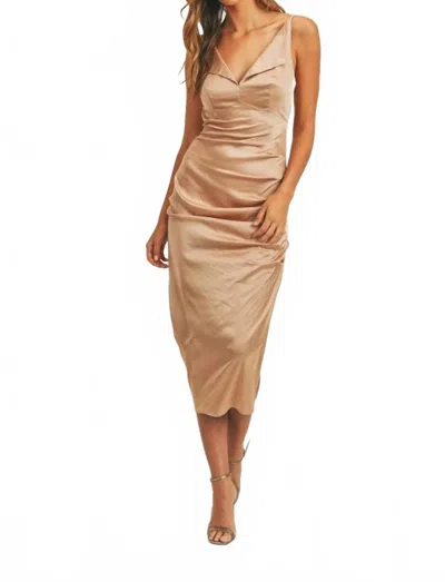 Mable Romantic Love Midi Dress In Mocha In Brown