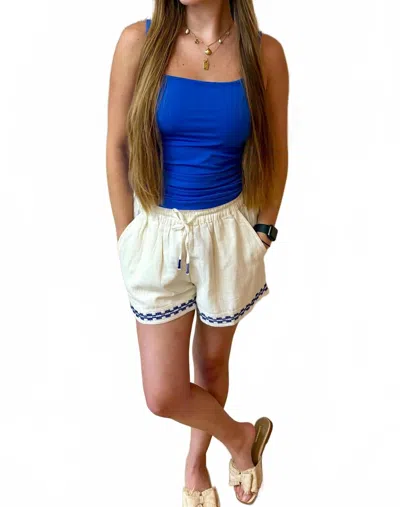 En Creme Caroline Tie Front Embroidered Shorts In Multi In Multi