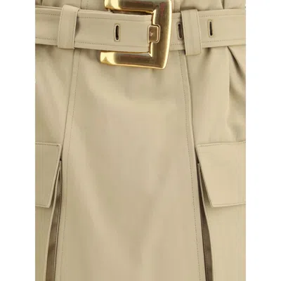Balmain Gabardine Mini Skirt With Gold-tone Hardware In Neutral