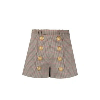 Balmain Beige Polyester Short And Mini Shorts In Gray