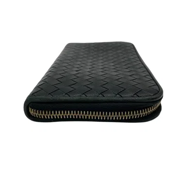 Pre-owned Bottega Veneta Black Intrecciato Long Wallet (bi-fold) ()