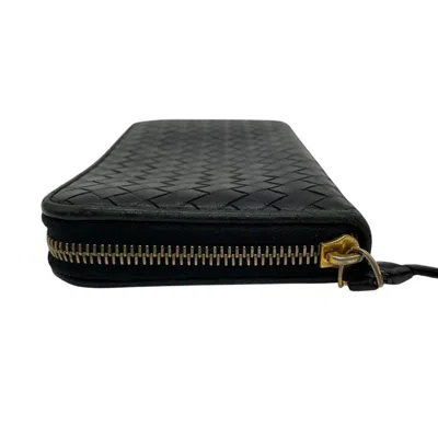 Pre-owned Bottega Veneta Black Intrecciato Long Wallet (bi-fold) ()