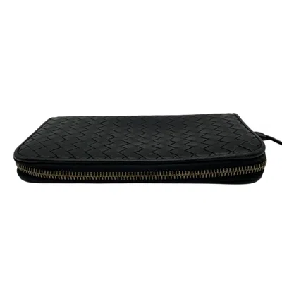 Pre-owned Bottega Veneta Black Intrecciato Long Wallet (bi-fold) ()