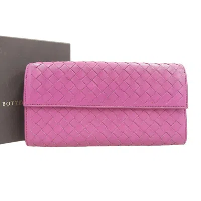 Pre-owned Bottega Veneta Purple Intrecciato Long Wallet (bi-fold) ()