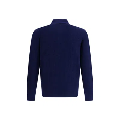 Brunello Cucinelli Long-sleeve Cashmere Polo Shirt In Blue