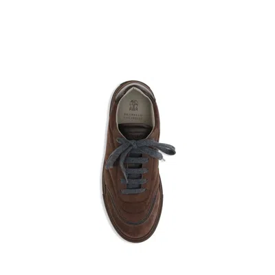 Brunello Cucinelli Brown Rubber Low Top Women's Sneakers In Brown