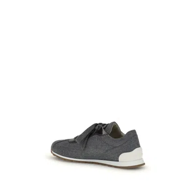 Brunello Cucinelli Gray Fleece Wool Athletic Women's Sneakers In Gray
