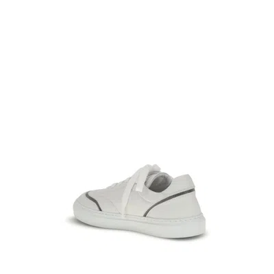 Brunello Cucinelli Leather Sneakers With Shiny Details In White