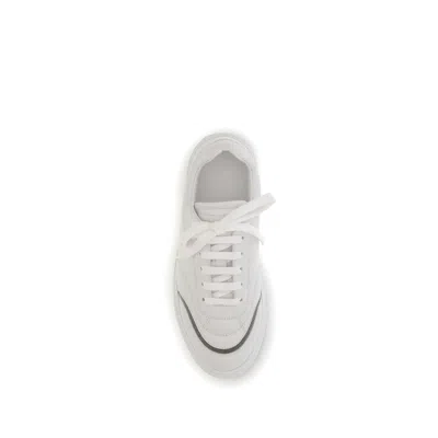 Brunello Cucinelli Leather Sneakers With Shiny Details In White