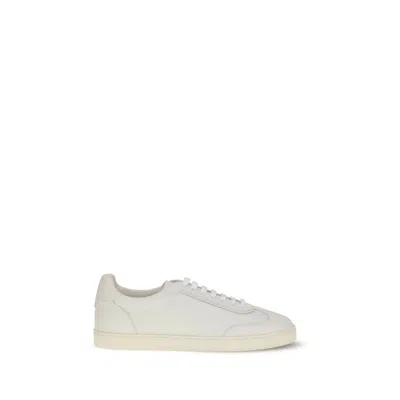 Brunello Cucinelli Men Deer Leather Sneakers With Grain In White