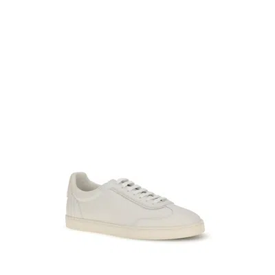 Brunello Cucinelli Men Deer Leather Sneakers With Grain In White