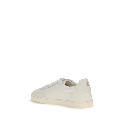 Brunello Cucinelli Men Deer Leather Sneakers With Grain In White