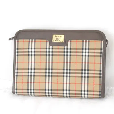 Pre-owned Burberry Beige Canvas Leather Clutch Bag () In Sand