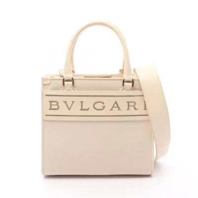 Pre-owned Bvlgari Beige Canvas Leather Tote Bag () In Sand