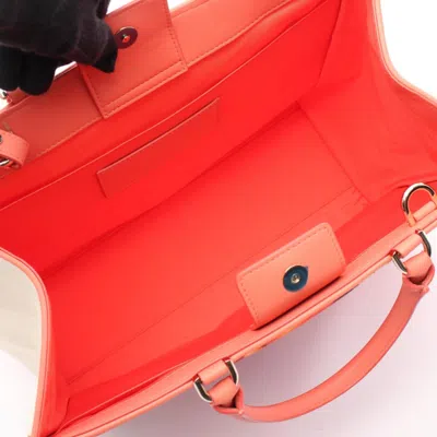 Pre-owned Bvlgari Multi-color Red Color White Canvas Leather Tote Bag ()