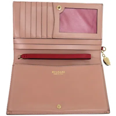 Pre-owned Bvlgari Pink Red Color Leather Wallet (bi-fold) () In Multi