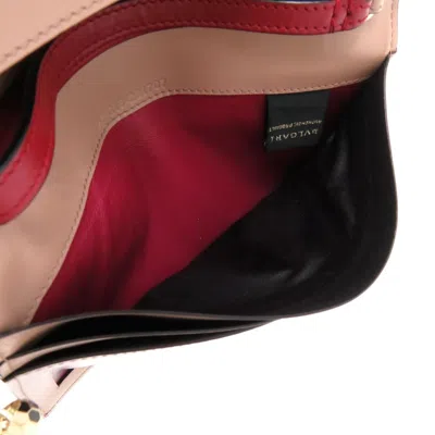 Pre-owned Bvlgari Pink Red Color Leather Wallet (bi-fold) () In Multi
