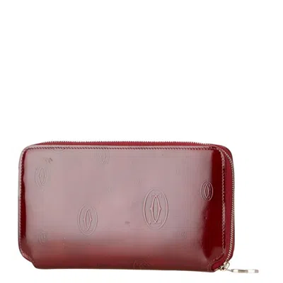 Pre-owned Cartier Happy Birthday Red Color Leather Long Wallet (bi-fold) ()
