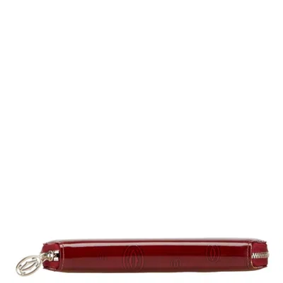 Pre-owned Cartier Happy Birthday Red Color Leather Long Wallet (bi-fold) ()
