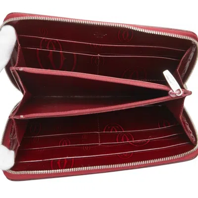 Pre-owned Cartier Happy Birthday Red Color Leather Long Wallet (bi-fold) ()
