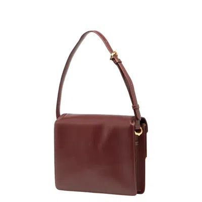 Pre-owned Cartier Must Bordeaux Wine Red Leather Shoulder Bag () In Burgundy