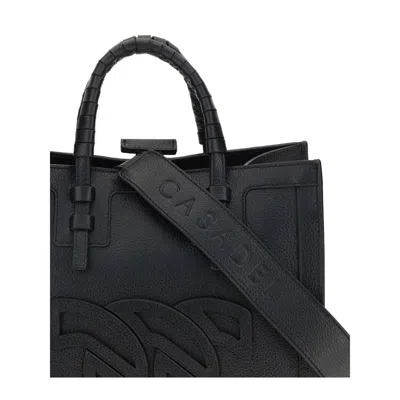 Casadei Love Leather Tote Strap Logo Embellished In Black