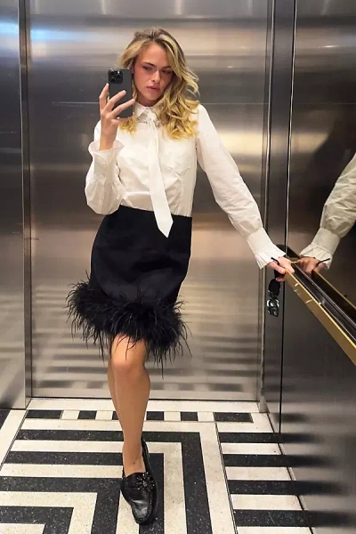 Hutch Faux-feather Mini Skirt In Black