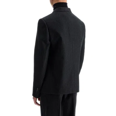 Celine Slim-fit Double-breasted Pinstriped Brushed Wool-twill Suit Jacket In Black