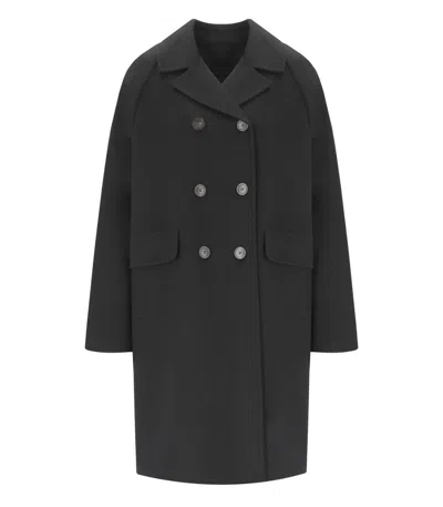 Max Mara Zolfo Black Double-breasted Coat In Black