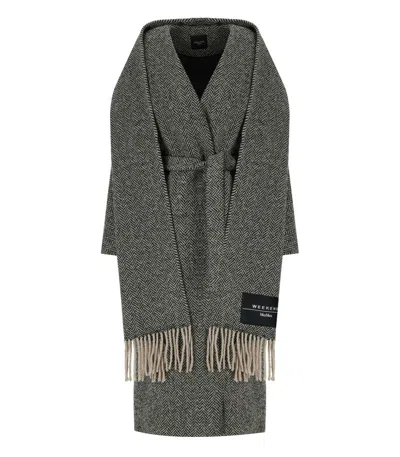 Max Mara Zenica Black Belted Coat In Multi