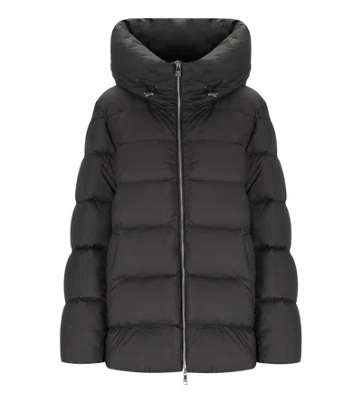 Add Cocoon Black Hooded Down Jacket In Black