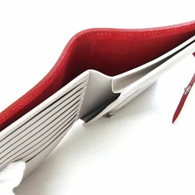 Pre-owned Celine Light Gray Red Color Leather Wallet (bi-fold) ()