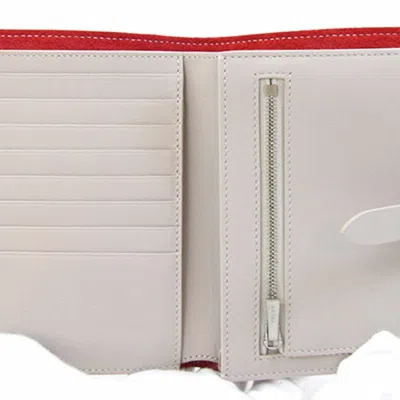 Pre-owned Celine Light Gray Red Color Leather Wallet (bi-fold) ()